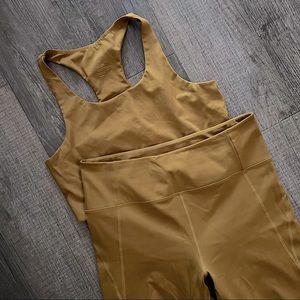 Girlfriend Collective Paloma Bra and Leggings in Saddle